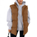 Naiste s&uuml;gismoe vestid vabaaja varrukateta p&uuml;stikrae T&otilde;mblukuga jakk Mantlid soojad talvised &uuml;ler&otilde;ivad L