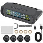 Universal T17 USB/solar TPMS 433.92MHz sensor 0-5 bar car safety alarm system car tire pressure monitoring system car interior temperature display Exterior
