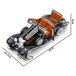 1/18 Mercedes-Benz 500K 1936 Sulamist Valatud M&auml;nguauto Mudel Heli ja Valgusega Laste M&auml;nguasi Kogumisobjekt S&uuml;nnip&auml;evakingitus must
