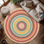 &Uuml;mmargune Mandala Vaip Matt Vaip Boheemlaslik Etniline Kodukaunistus Libisemiskindel K&auml;sitsi kootud V&auml;rviline Geomeetriline Elutoa P&otilde;randamatt 80x80cm
