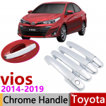 for Toyota Vios XP150 2014 2015 2016~ Chrome Exterior Door Handle Cover Car Accessories Stickers Trim Set Fit Yaris Sedan 2 Keyhole 4 Door