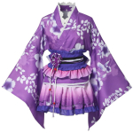 Jaapani Mini Armas L&uuml;hike Kimono Oiran T&auml;iuslik Suvefestivalideks ja Ilutulestiku Cosplay Kost&uuml;&uuml;m [BLESSUME] Kost&uuml;&uuml;m, Yukata, Jakk, Kleit, Kleit, lilla