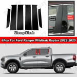 6 tk l&auml;ikiv klaverimust/s&uuml;sinikkiust autopiilarikatte/ukseviimistluse/aknakleebise komplekt Ford Ranger Wildtrak Raptor -2025 jaoks must