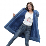 Naiste fliisvoodriga parka, paksenatud, koheva kunstkarusnahast kapiga, taskutega, talvine soe, n&ouml;&ouml;riga, sherpa kate 4XL punane