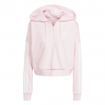 Adidas Sportlikud esmavajalikud kapuutsiga triibuline poollukuga pikkade varrukatega dressipluus Naiste dressipluus Roosa JN1943 A/XL