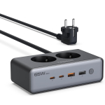TESSAN PD 65W USB C laadija l&uuml;litiga, kiirlaadija 1,5 m pikendusjuhtmega mobiiltelefonidele, tahvelarvutitele ja s&uuml;learvutitele. 2 Outlet&2 USB-A&2 USB-C must