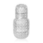 Voodikarahvini kannu ja veeklaasi trumli komplekt Vintage klaasist veekann koos tassiga magamistoa retro reljeefsete mustrite jaoks