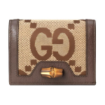 Gucci Diana Bambuspandiga Jumbo Super Double G Logo Kahekordne Voldi L&otilde;uend ja Nahk Kaarditasku Naiste Rahakott Eebenipuu Kamelipruun 658244-UKMBT-2572 Gift Set(Basic Set+Box+Shopping Bag)