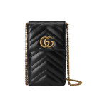 Gucci Marmont Vintage Logo Kett iPhone'i &uuml;mbris Tepitud Nahast &Otilde;lakott Naiste kotid Must 672251-DTDHT-1000 Box(Basic Set+Box)