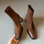 Vintage t&auml;navastiil Naiste pahkluusaapad Mood Ruudukujulise ninaga L&uuml;hikesed saapad S&uuml;gis Talv Daamide kingad Botas Mujer 35 pruun
