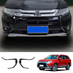 For Mitsubishi Outlander 2016- 2024 Headlight Lamp eyebrow headlight cover trim Front Fog Light Foglight Lamp Cover stikcer For 2016-2021 black