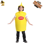 Laste naljakas ket&scaron;upi ja sinepi kost&uuml;&uuml;m, Halloweeni karnevalipeo l&otilde;bus ket&scaron;upi cosplay kost&uuml;&uuml;m L(10-12Y，140-152cm） yellow