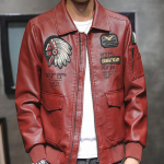 Mood Meeste Sport &Uuml;ler&otilde;ivad Mootorrattur Nahk Indians Iseloom tikitud Flight Bomber &Otilde;huke fliisist jope mantel XXXXL brown