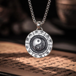 Tai Chi Kaks Instrumenti S&otilde;rmus Kaelakee Meeste Ripats K&otilde;rge Kvaliteediga ja Spetsiifiliste Tarvikutega Riputamise Kaunistus 50CM(Necklace Size)