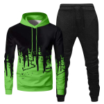 Meeste kapuutsiga spordidress, Unisex, kaheosalised jooksuriided, pikkade varrukatega pulloverid, pusad ja dressip&uuml;ksid L roheline