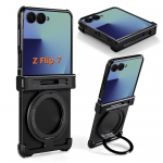 Oatsbasf Metallist Raamita Telefonikate Samsung Galaxy Z Flip 7 jaoks 360&deg; P&ouml;&ouml;rleva Aluse, Magnetilise P&otilde;rutuskindla Kaitsekattega Galaxy Z Flip7 must