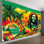 Troopiline Jamaica Reggae Muusika Taust Rasta V&auml;rvi Peo Taust 70.9x43.3inch/180*110cm