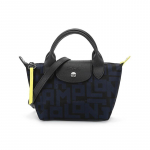 Longchamp Le Pliage Lgp 17 L&uuml;hikeste k&auml;epidemetega Kirjatr&uuml;kiga Kangast L&otilde;uendikott Pelmeenikott T&otilde;mblukuga kott Crossbody kott &Otilde;lakott V&auml;ikesed Naiste kotid 1500412H05 Black & Marine Blue