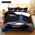 Mustangi auto muster Mugav tekikate padjap&uuml;&uuml;r voodipesu komplekt Laste magamistoa kaunistus Kodutekstiil 70x133cm 3pcs black
