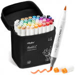 Ohuhu Illustratsioonipintsel Pintsel Pehme 48 Markeri Blenderi Pliiats Honolulu S Seeria Markurid, T&uuml;&uuml;p ja Kaldl&otilde;ikeline, V&auml;rvid, 49-Pliiatsi Komplekt, Alkoholibaasilised Pliiatsid, Kaasas,