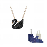 Swarovski kunstkristallkivist, roosakulla tooni pinnatud kaelakeed naistele, must F (One Size Fits All)-Branded gift bag must