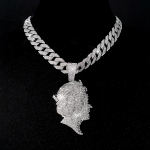 Hip Hop J&auml;&auml;ga Kaunistatud Kuninganna Pea Ripatsiga Kaelakee Komplekt Sulam Mikro-Paavest Tsirkoon Kuuba L&uuml;lidega Kett Naiste Ehted hip hop pendant necklace h&otilde;be