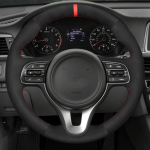 DIY Must seemisnahast punutud auto roolikatte kate Kia Sportage 4 Optima 2016-2018 Niro 2016 2017-2019 2020 2021-2022 jaoks Blue Thread black