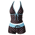 Naiste 2-osaline komplekt Tankini ujumisriided l&uuml;hikeste p&uuml;kstega Vintage rannaujumisriided Puhkuse komplekt Y1AC S black
