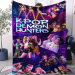 K-POP Deemonik&uuml;tid Flanellist Tekk Huntrix Tiiger Pehme Soe Diivani Voodi Kate Reisimine Telkimine Kodu Vaba Aeg T&uuml;drukute F&auml;nnidele Kingitus 150x200cm(59x79inch) purple