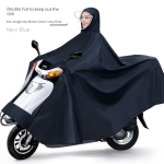 Mootorratta Elektrijalgratta Vihmamantel 2024 Paksustatud Veekindel Meeste ja Naiste &Uuml;legabariidiline Jalgakattega Akutoitega S&otilde;iduki Poncho 4XL / 5Xl-Single Navy Blue-No Mirror Cover sinine