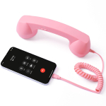 Retro telefonitoru mobiiltelefonidele, Klassikaline juhtmega telefoni toru Type-C pistikuga iPhone'i ja Androidi jaoks, Stiilne nutitelefoni vastuv&otilde;tja roosa