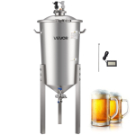 VEVOR Roostevabast terasest kooniline fermentaator, 8 gal/30L kodupruulimise fermentatsioonipaak, pruulimispange fermentaator koonilise p&otilde;hjaga, 3 reguleeritavat jalga, kaas 43.5 x 42.5 x 97 cm