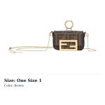 FENDI Baguette Pol&uuml;ester Ripatsiga K&auml;ekoti Tarvikud Eriti V&auml;ike Naiste Pruun 7AS045-A6V5-F17U4 One Size 1 pruun