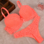 Artdewred BC stringi rinnahoidjakomplekt Push Up Lace Naiste aluspesu alusp&uuml;kste komplekt, G string rinnahoidja l&uuml;hikeste komplektid 34B oranž