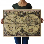Plakat Retro maailmakaart Mere-ookeani kaart Vintage j&otilde;upaberist plakat Antiikne seinakleebis 72*51CM B