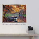 Teemanttikandid S&uuml;gisene j&auml;rve maastik K&auml;sitsi valmistatud teemantmaal n&auml;put&ouml;&ouml; mosaiikristpiste 20X30CM