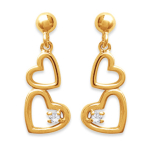 Les Tr&eacute;sors De Lily [F1325] - Boucles Plaqu&eacute; Or 'M&eacute;lodie d'Amour' blanc dor&eacute; - 22x8 mm kuld