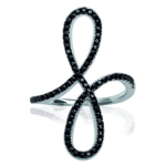 Bague Argent 'Sissi' noir (infini) argent&eacute; rhodi&eacute; - 30x7 mm 52 must