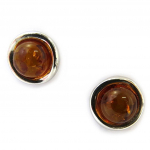 Les Tr&eacute;sors De Lily [N2786] - Boucles Argent 'Inspiration' ambre cognac (rhodi&eacute;) - 8 mm h&otilde;be