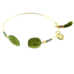 7bis [Q1371] - K&auml;sitsi valmistatud k&auml;ev&otilde;ru  Boho  kuldroheline - 50 mm 10 mm roheline