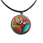 Les Tr&eacute;sors De Lily [R1340] - Collier artisanal 'Colombine & Arlequin' multicolore argent&eacute; - 25 mm mitmev&auml;rviline