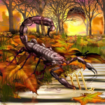 T&auml;ielik 5D teemantmaali koomiks suur skorpion tikandid ristpistes kodukaunistusega k&auml;sitsi valmistatud kingitus 25x25cm