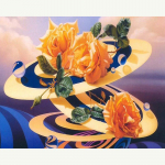 Teemantmaal T&auml;is&uuml;mmargune kollase roosi teemanttikandid ristpistes 20X30CM