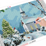 Teemantmaal Talvine rhinestone Teemanttikandid Maastikupuu Mosaiik Lindude K&auml;sit&ouml;&ouml;komplekt J&otilde;ulukaunistus Full Round (20X30CM)