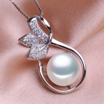 SENIKO 10-11 mm mageveep&auml;rlitega kaelakee CZ kuubiktsirkooniumoksiidmoodlehtedest lehtedest kaelakeed naistele valge