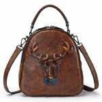 Johnature Vintage ehtsast nahast naiste miniseljakott Loomade tr&uuml;kistega kott vaba aja veisenahast naiste reisi v&auml;ikesed kotid must