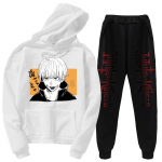 Suures suuruses Gojo Satoru kapuutsid p&uuml;ksid komplektid Anime &uuml;likond dressipluus T&auml;navar&otilde;ivad Meeste pullover kost&uuml;&uuml;m Spordiriided kevad s&uuml;gis XS valge