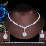 CMM 3tk Princess Cut Royal Blue Cubic Zirconia Brides kaelakee k&otilde;rvar&otilde;ngad k&auml;ev&otilde;ru komplekt kuninglik sinine v&auml;rv