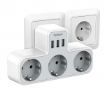 TESSANi mitu seinakontakti 3 vahelduvvoolu pistikupesa ja 3 USB-pordiga, 6-&uuml;hes USB-adapter &uuml;lekoormuskaitsega nutitelefoni, tahvelarvuti jaoks 3 Outlets & 3 USB Ports hall v&auml;rv