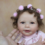 BZDOLL 55 CM 3D-v&auml;rviga nahk, pehme silikoonist taass&uuml;ndinud beebinukk m&auml;nguasi t&uuml;drukule, nagu t&otilde;eline 22-tolline printsess, naeratav Lisa Bebe, ehitud kingitus. Eyes, 55cm 3D-skin Doll pruun